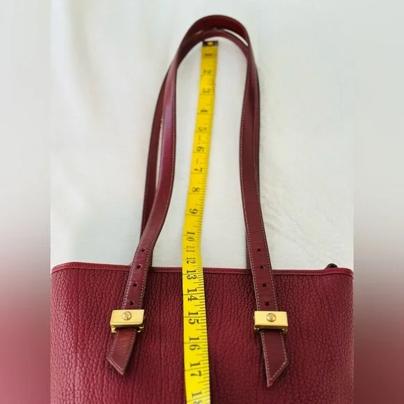 Vintage Dooney and Bourke Pebbled Leather Tote Bag in Deep Burgundy Color - Picture 8 of 12